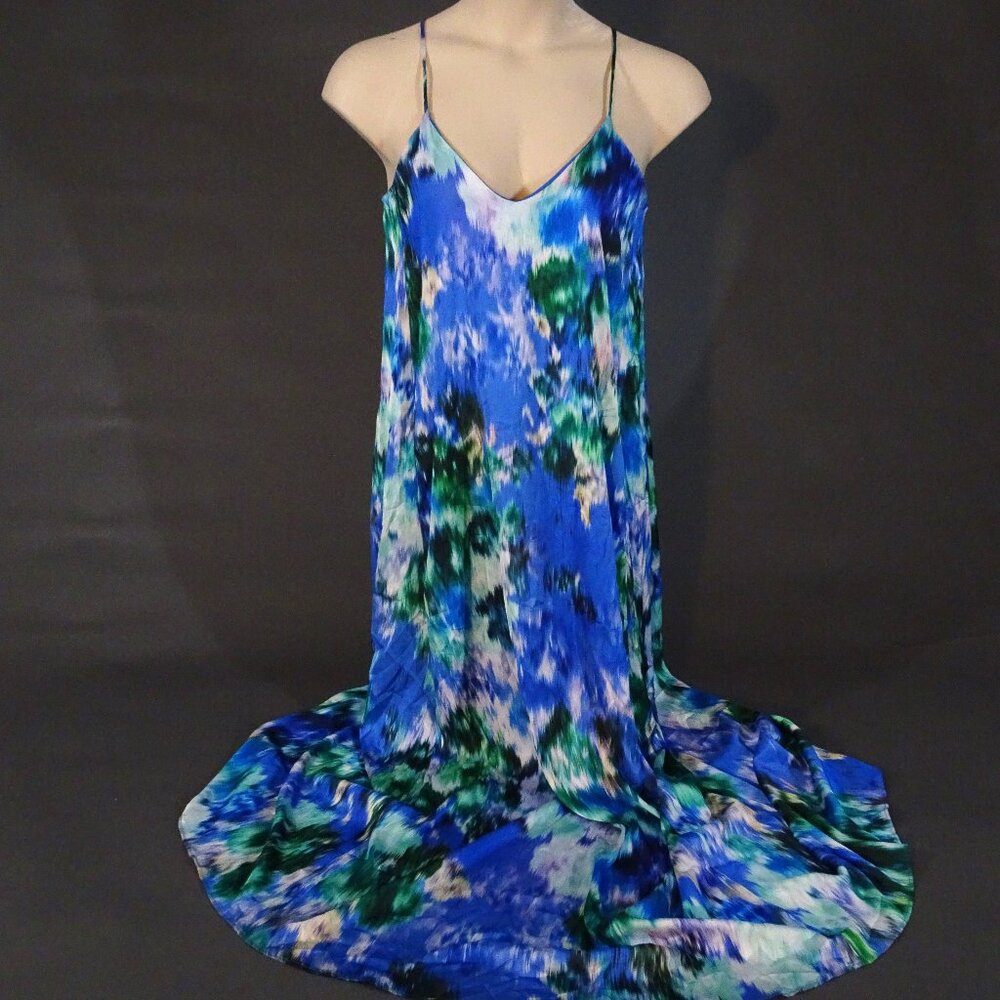 Nicole Miller Blue and Green Maxi Dress